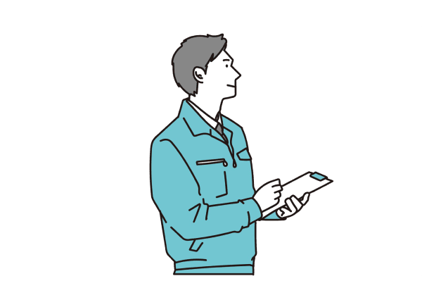 クリップボードの書類を確認する担当者のイラスト